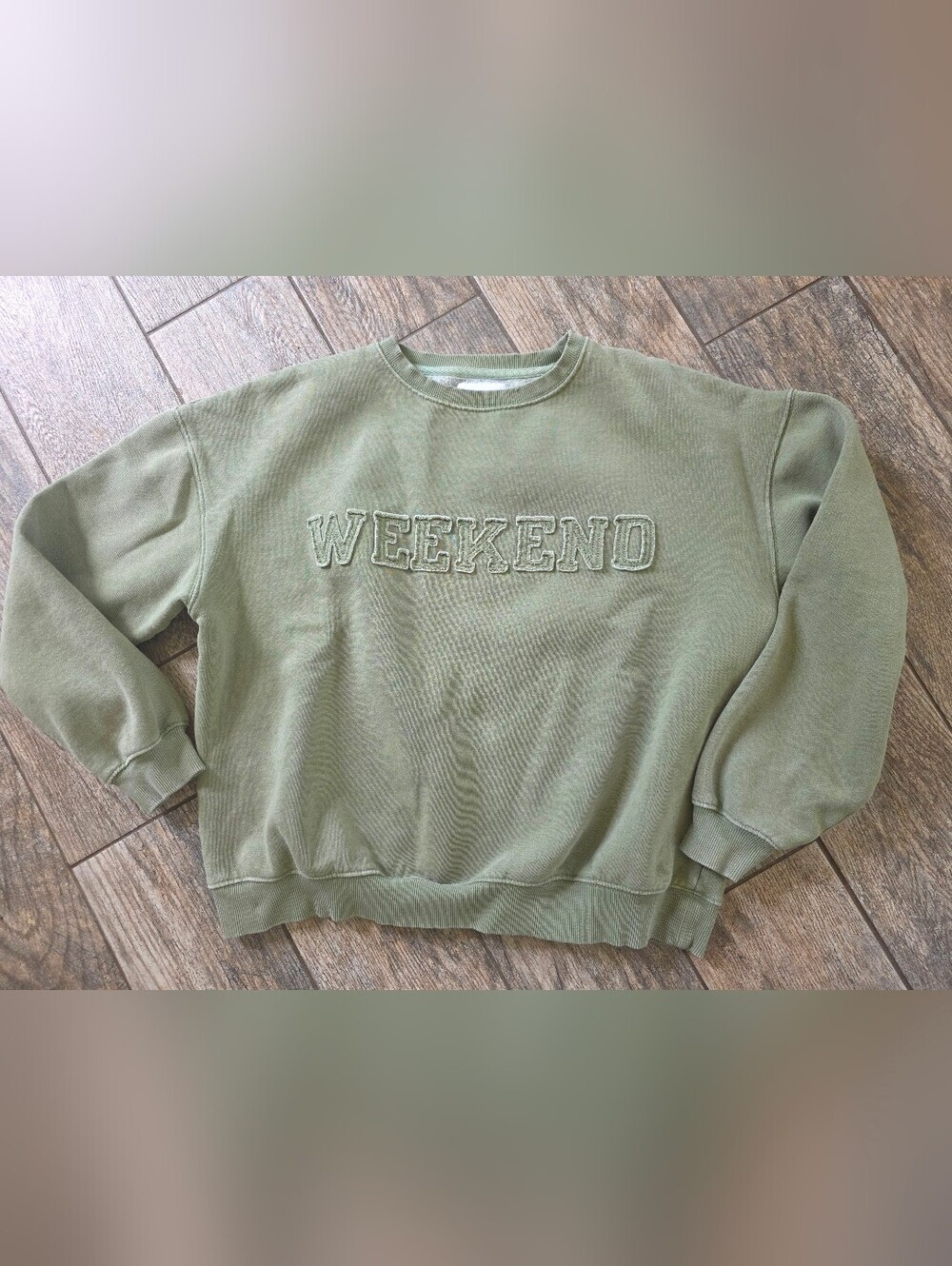 Lazy Sunday Cozy WEEKEND Pullover  crewneck Sweatshirt - Sage Green Small